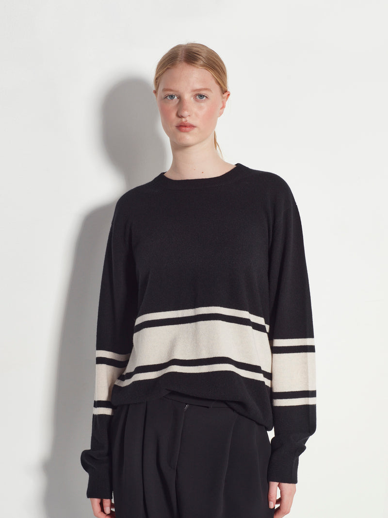 Stripe Crew Sweater (Cashmere) Oreo