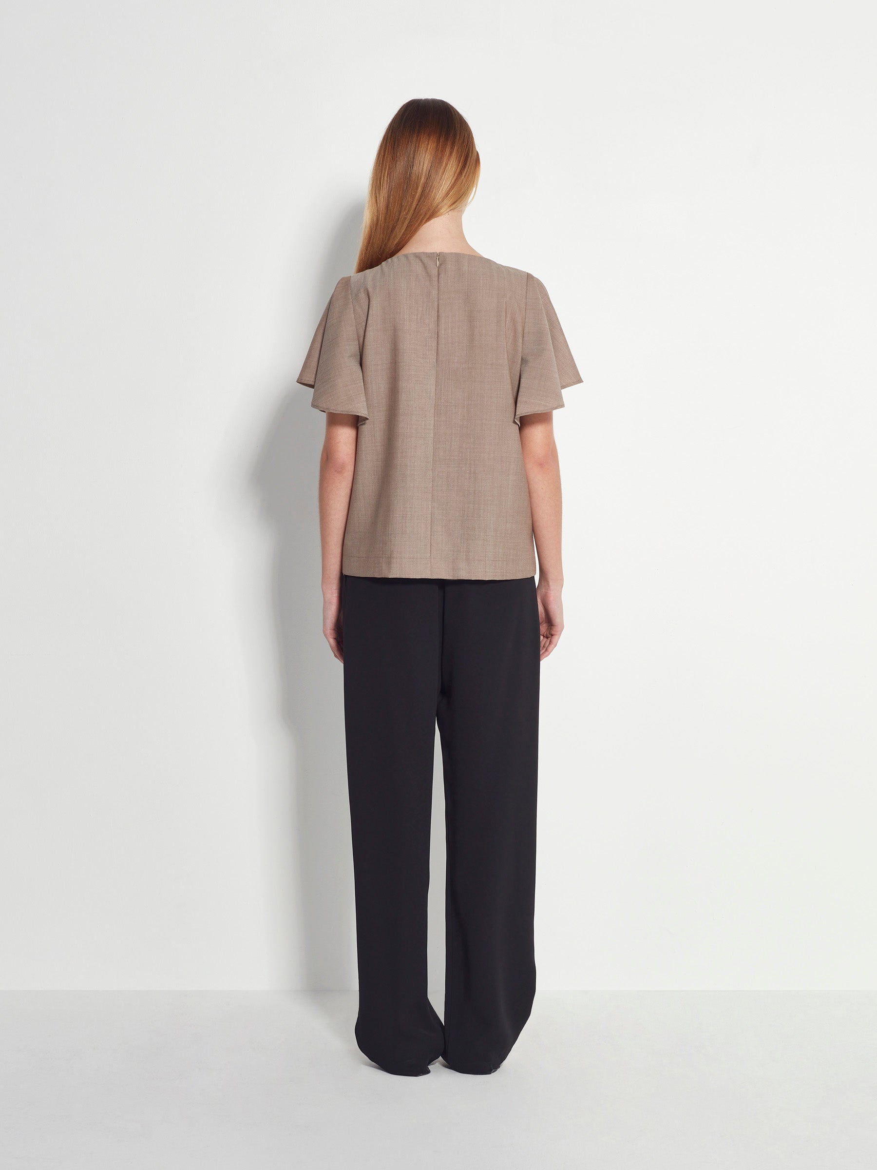 Fitted Loretta Top (Fine Wool Suiting) Salt and Pepper