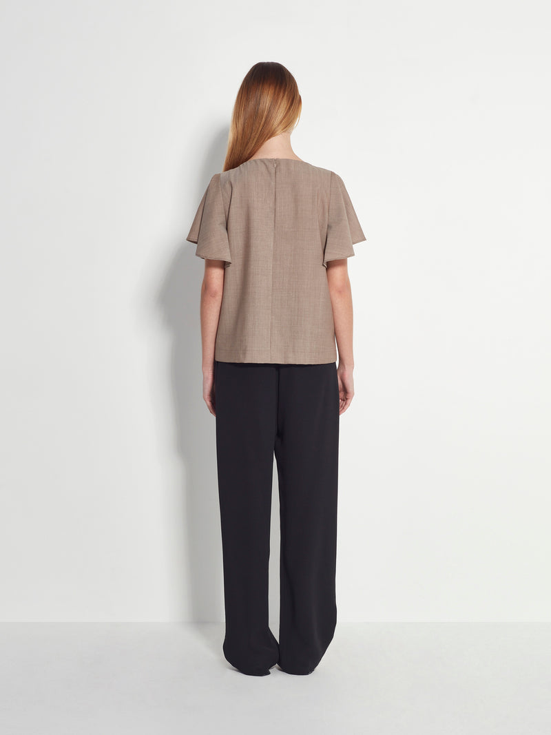 Fitted Loretta Top (Fine Wool Suiting) Salt and Pepper