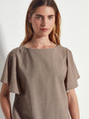 Fitted Loretta Top (Fine Wool Suiting) Salt and Pepper