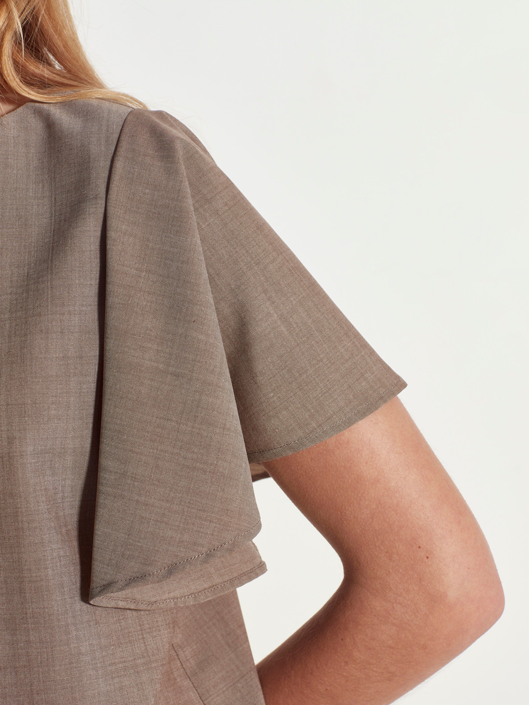 Fitted Loretta Top (Fine Wool Suiting) Salt and Pepper