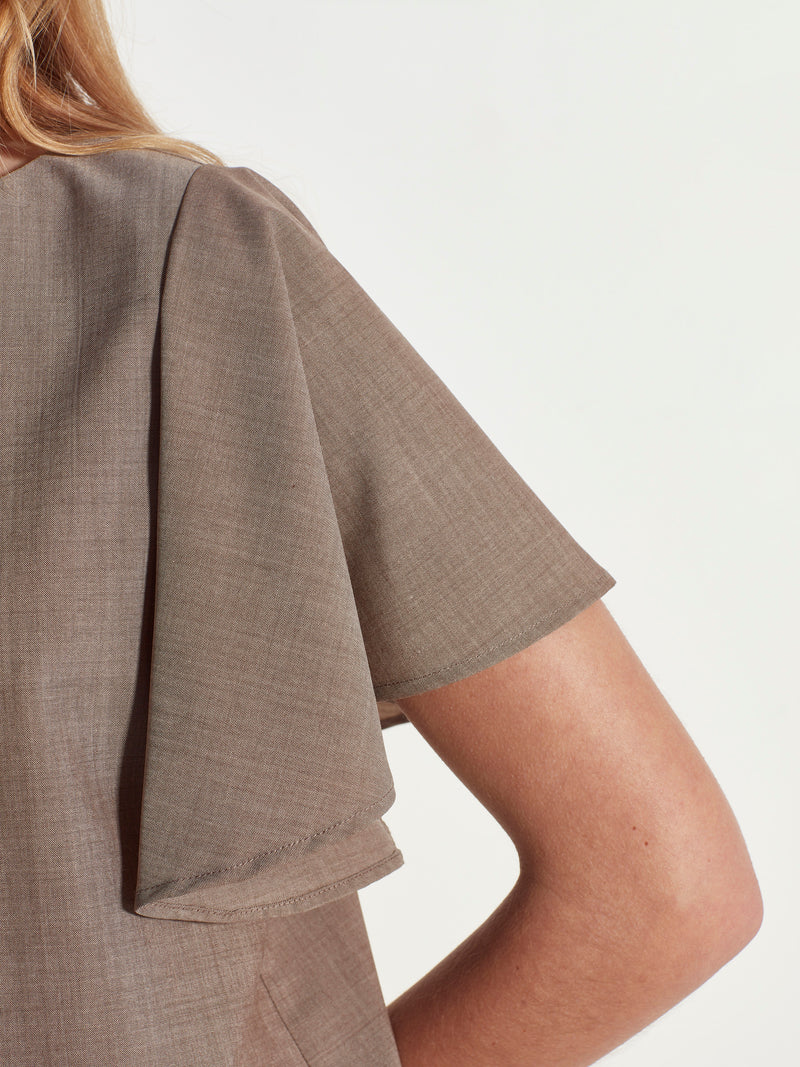 Fitted Loretta Top (Fine Wool Suiting) Salt and Pepper
