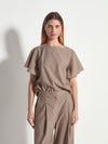 Fitted Loretta Top (Fine Wool Suiting) Salt and Pepper