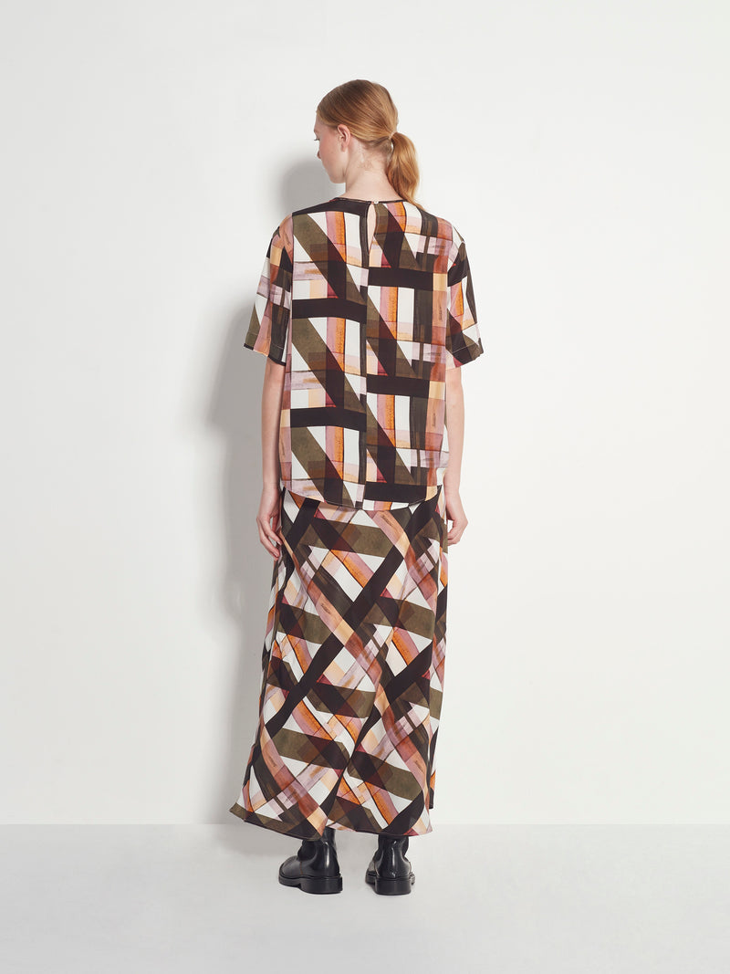 Drape T (Geo Maze Silk CDC) Painterly