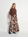 Kay Skirt (Geo Maze Silk Linen) Painterly
