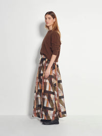 Kay Skirt (Geo Maze Silk Linen) Painterly