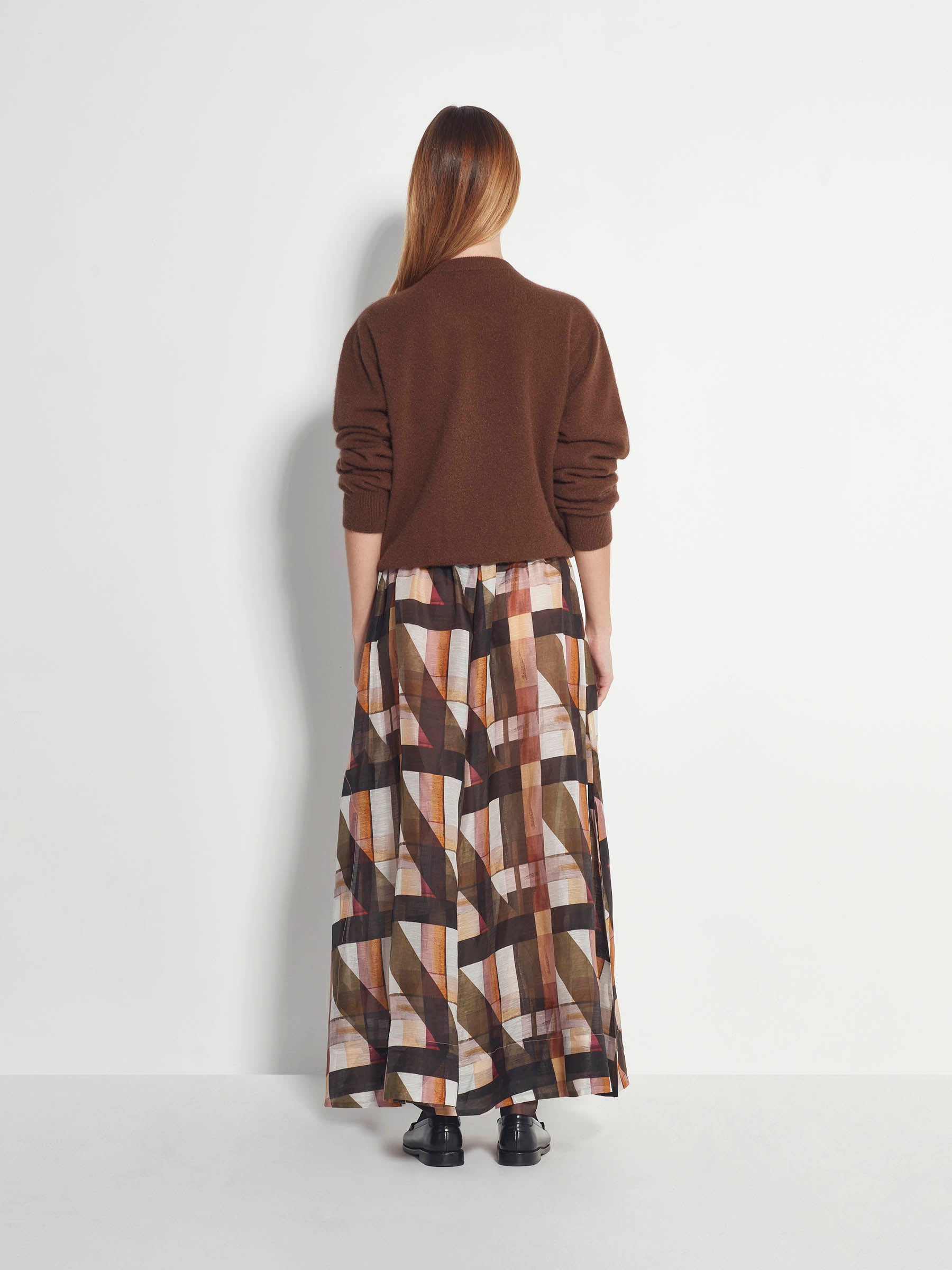 Kay Skirt (Geo Maze Silk Linen) Painterly