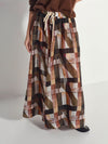 Kay Skirt (Geo Maze Silk Linen) Painterly
