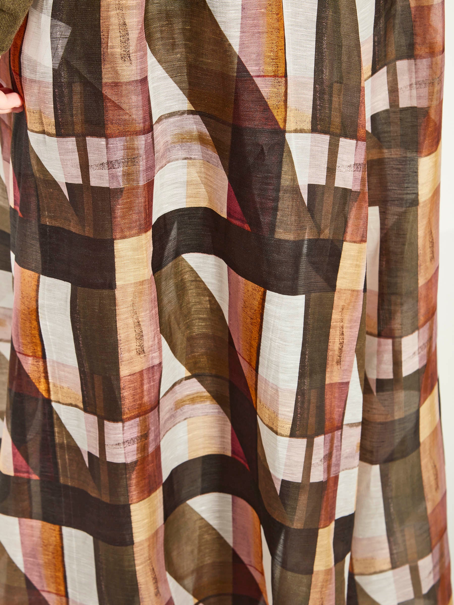 Kay Skirt (Geo Maze Silk Linen) Painterly