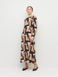 Rosalia Dress (Geo Maze Silk CDC) Painterly