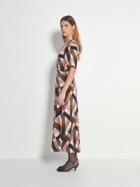 Tilda Dress (Geo Maze Silk CDC) Painterly