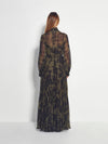 Coco Pleat Dress (Midnight Flora) Moss