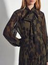 Coco Pleat Dress (Midnight Flora) Moss