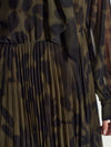 Coco Pleat Dress (Midnight Flora) Moss