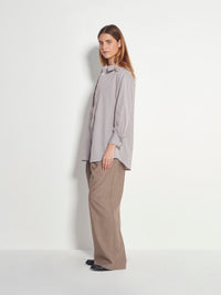 Elara Shirt (Pinstripe Organic Cotton) Brown Stripe