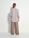 Elara Shirt (Pinstripe Organic Cotton) Brown Stripe