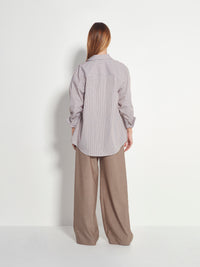 Elara Shirt (Pinstripe Organic Cotton) Brown Stripe