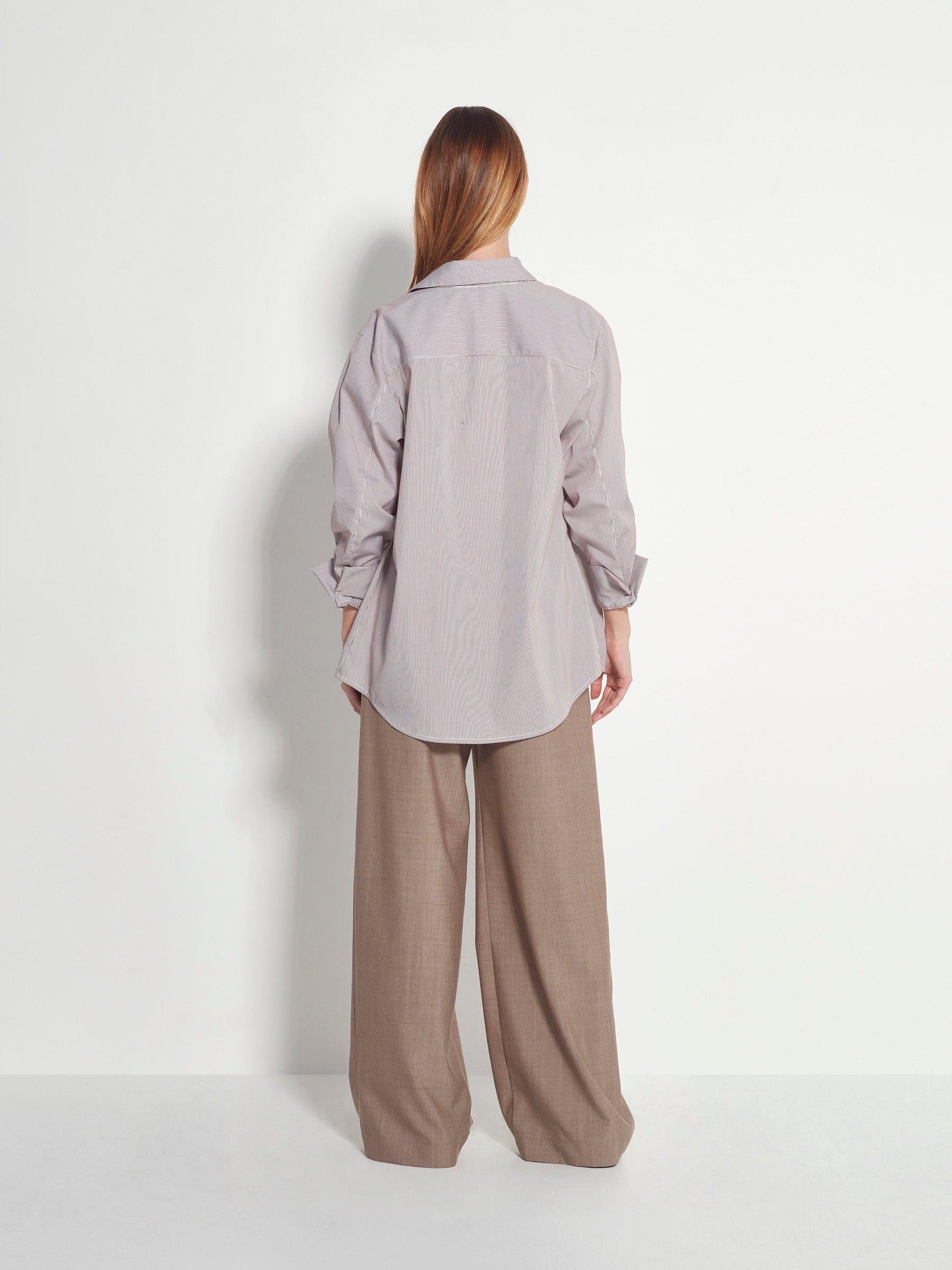Elara Shirt (Pinstripe Organic Cotton) Brown Stripe