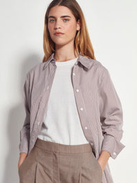 Elara Shirt (Pinstripe Organic Cotton) Brown Stripe