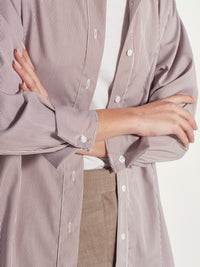 Elara Shirt (Pinstripe Organic Cotton) Brown Stripe