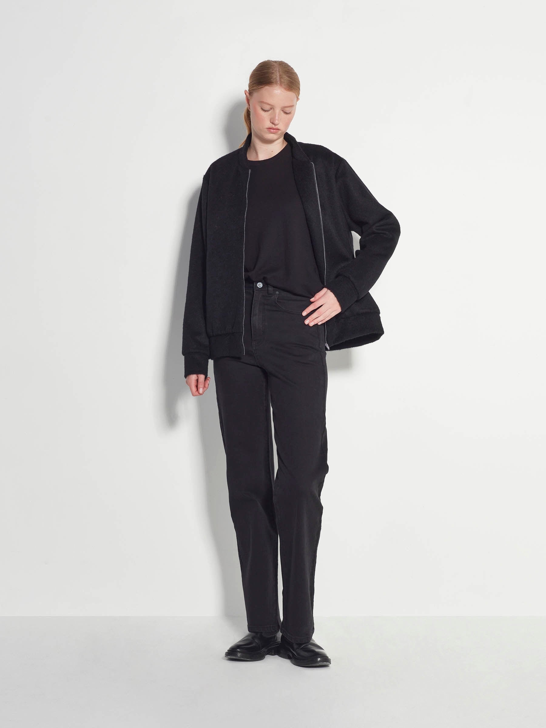 Cybie Bomber (Textured Wool) Black Fur – Juliette Hogan