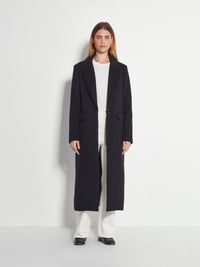 Mantelle Coat (Textured Wool) Black Fur