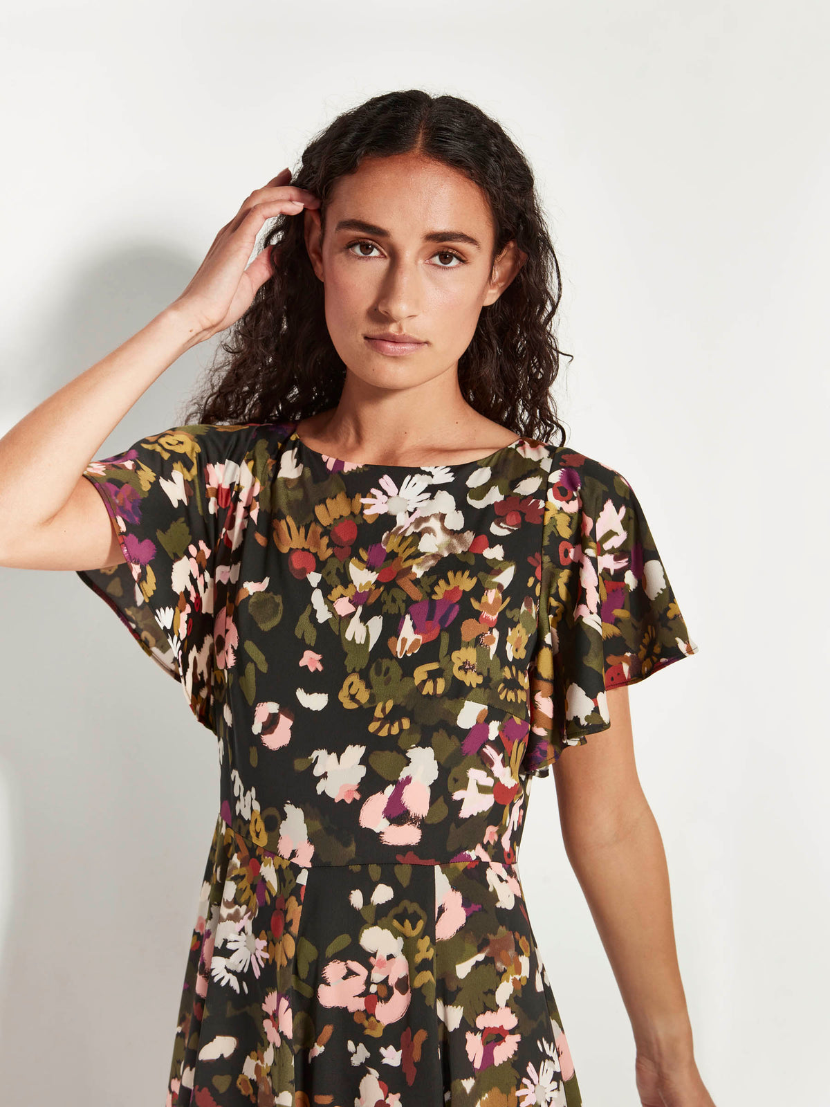 Boston Dress (Buttercup Floral Crepe) Happy Hour