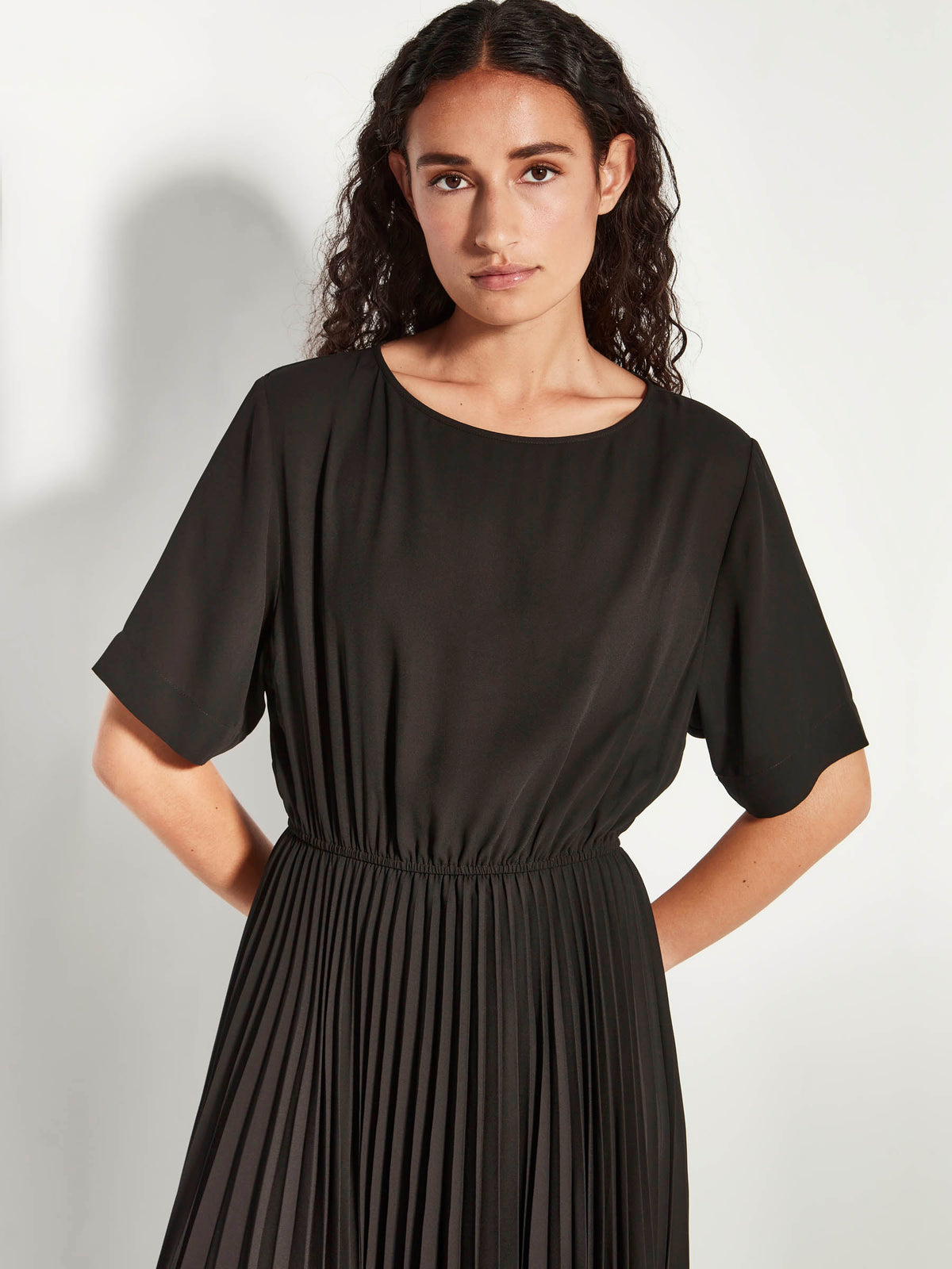 Paris Pleat Dress (Matte Pleat) Black