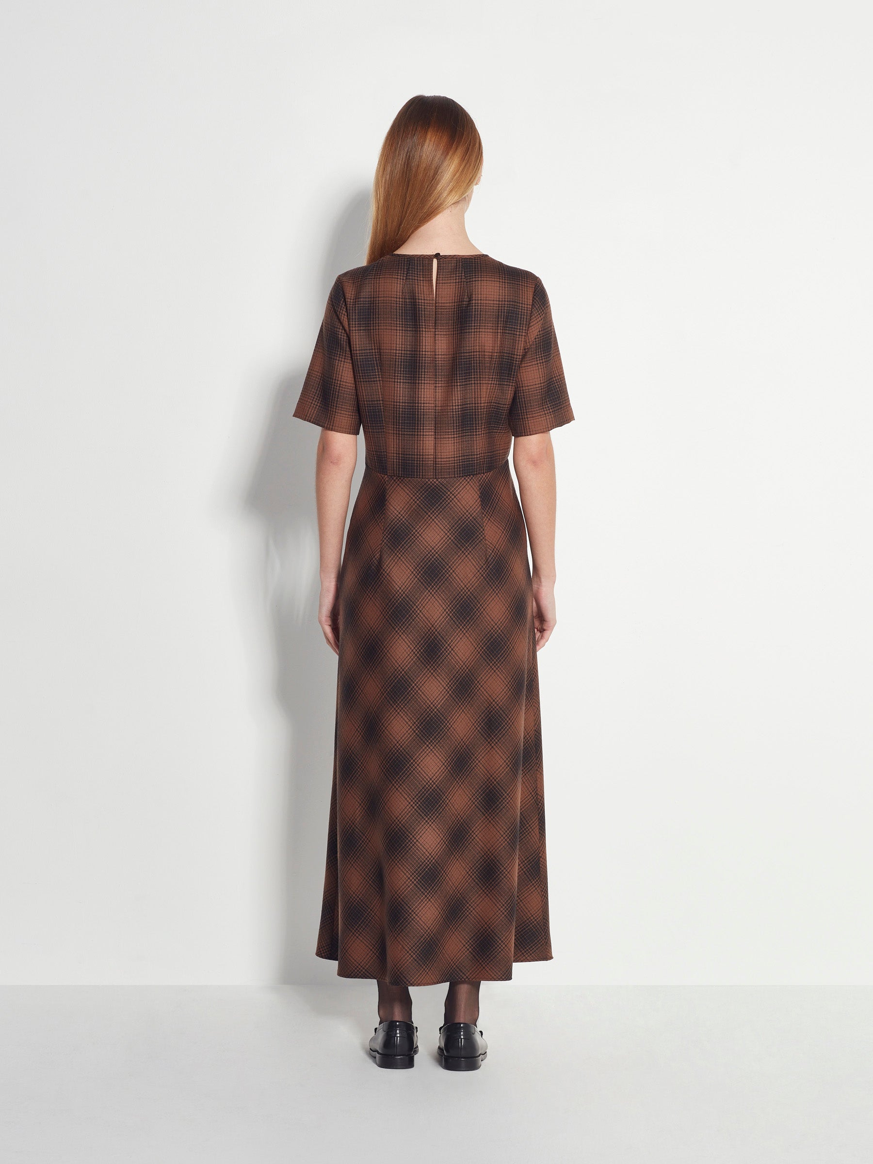 Carmy Dress (Plaid Wool) Burnt Tobacco