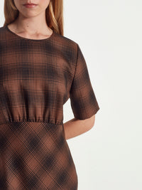 Carmy Dress (Plaid Wool) Burnt Tobacco