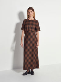Carmy Dress (Plaid Wool) Burnt Tobacco