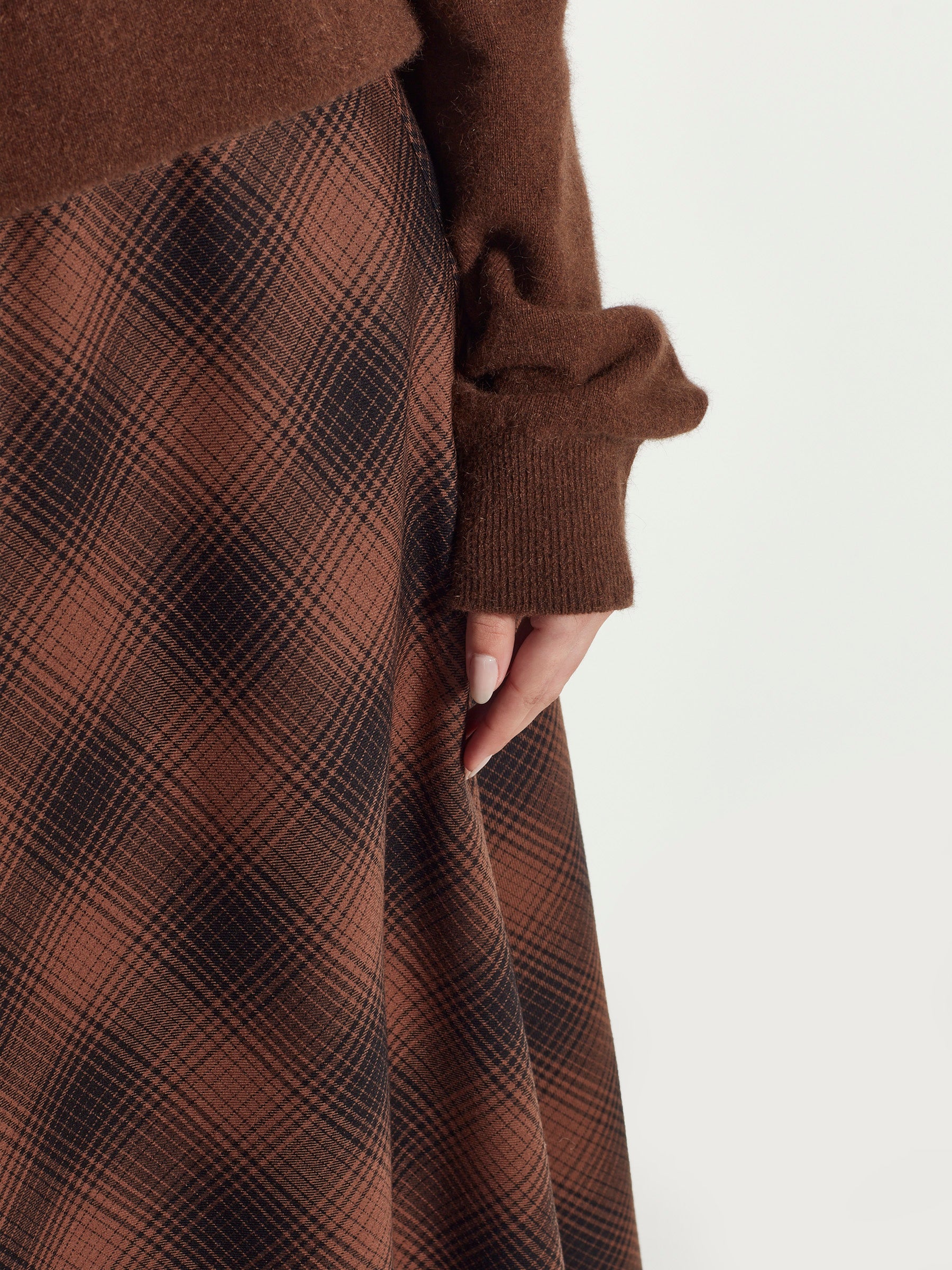Em Skirt (Plaid Wool) Burnt Tobacco