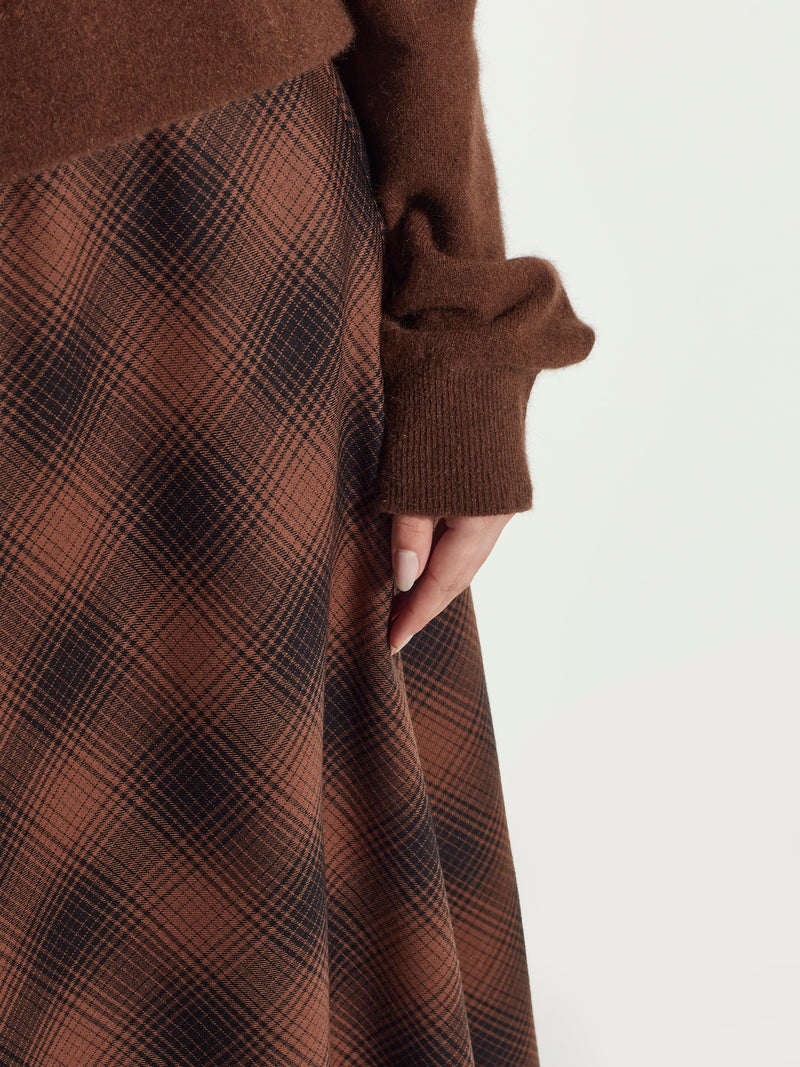 Em Skirt (Plaid Wool) Burnt Tobacco