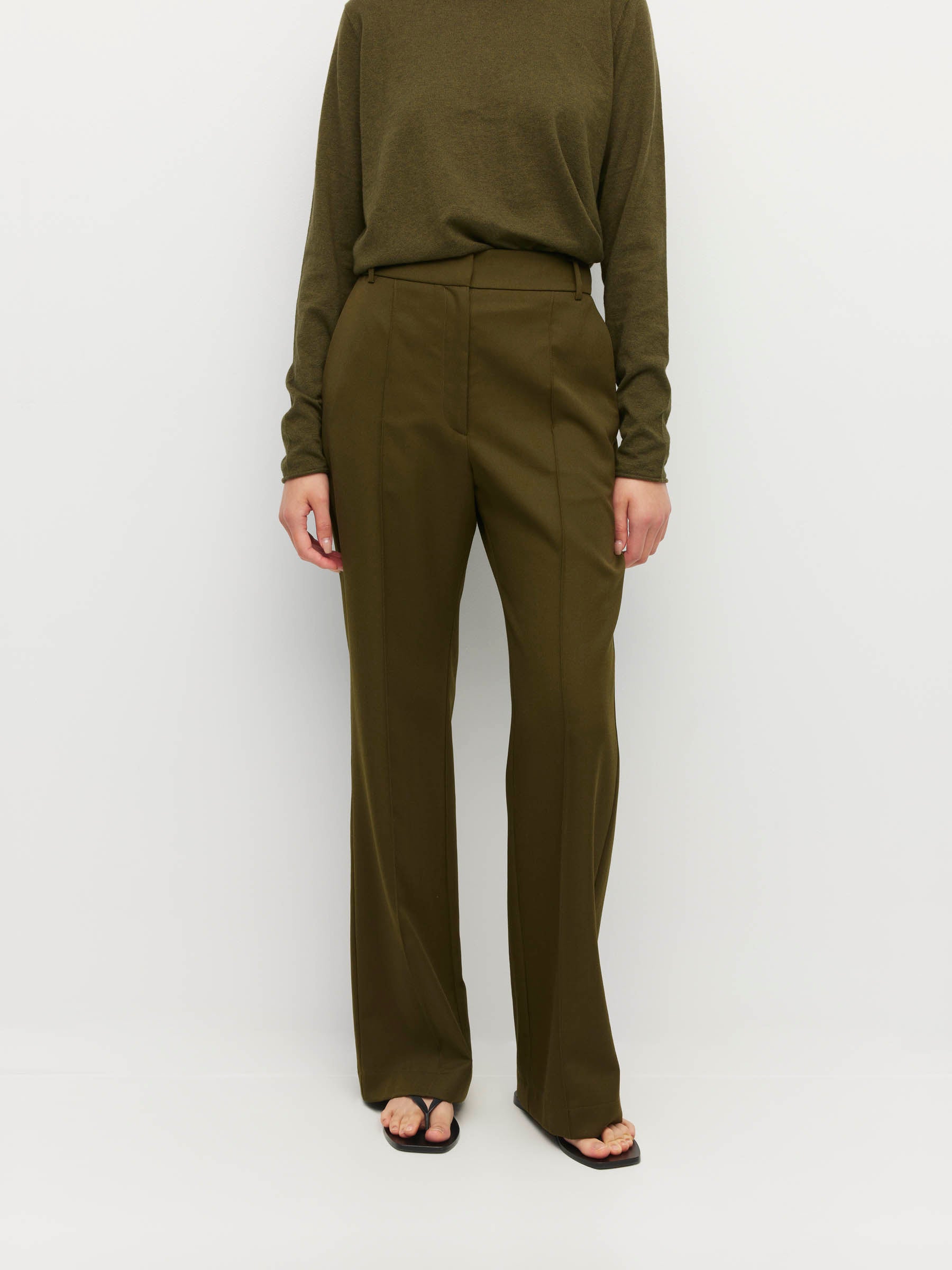 Celine Trouser (Wool Gaberdine) Hazel Green – Juliette Hogan
