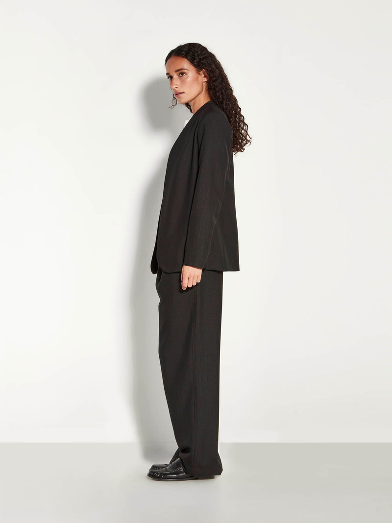 Lindsay Blazer (Wool Pinstripe) Black Sparkle