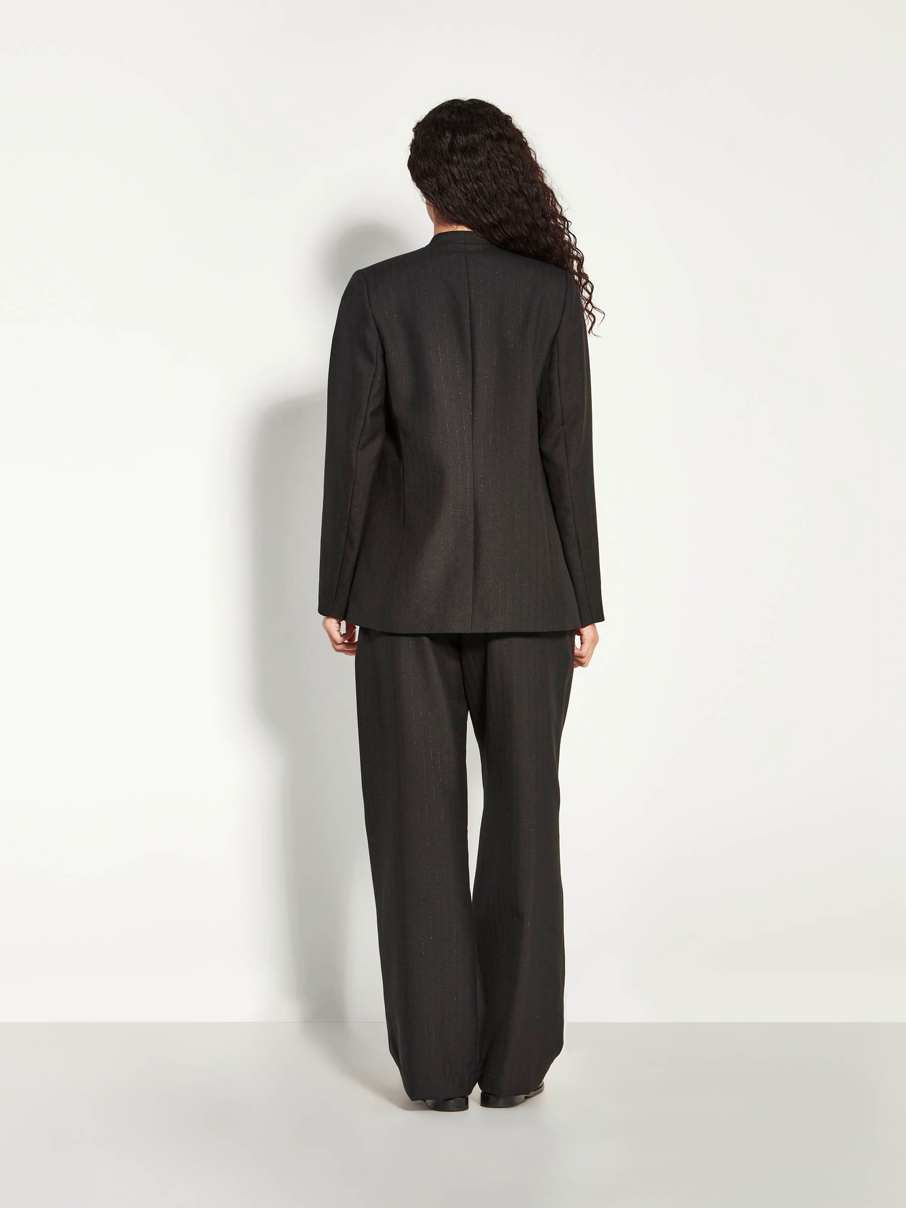 Lindsay Blazer (Wool Pinstripe) Black Sparkle