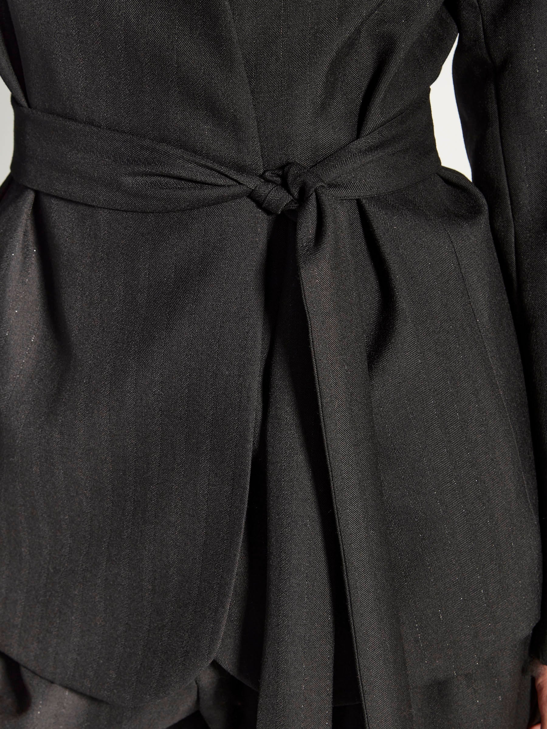 Lindsay Blazer (Wool Pinstripe) Black Sparkle