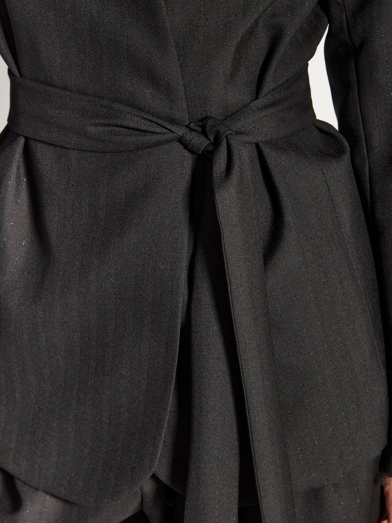 Lindsay Blazer (Wool Pinstripe) Black Sparkle