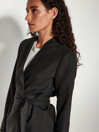 Lindsay Blazer (Wool Pinstripe) Black Sparkle