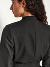 Lindsay Blazer (Wool Pinstripe) Black Sparkle
