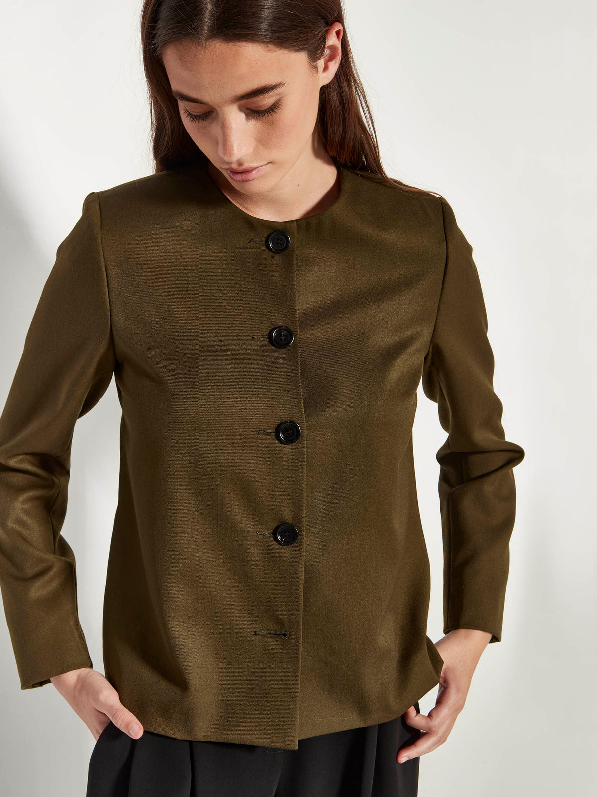 Mimi Jacket (Wool Gaberdine) Hazel Green