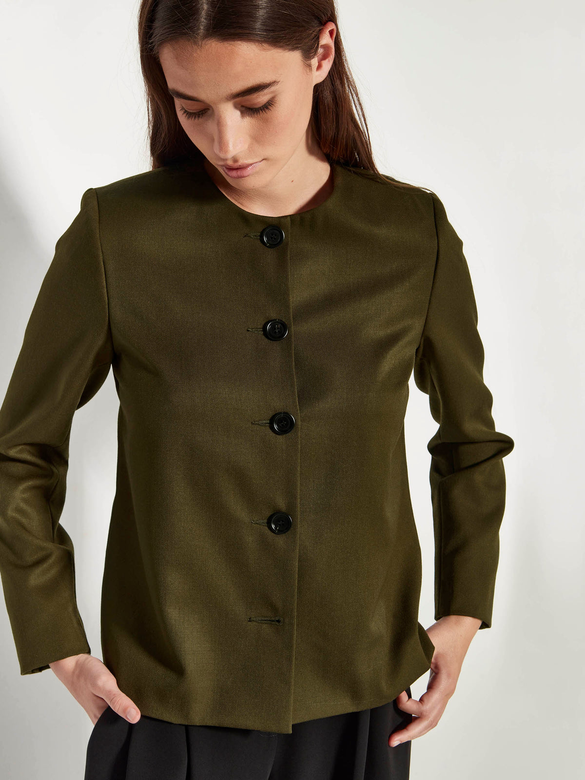 Mimi Jacket (Wool Gaberdine) Hazel Green