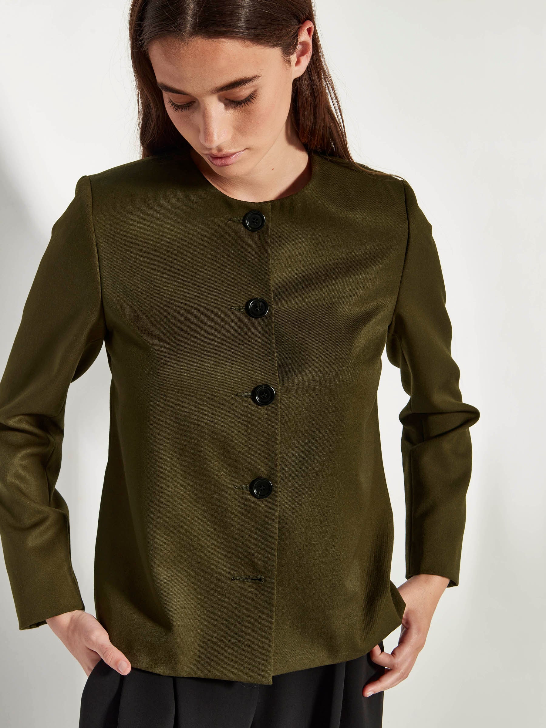 Mimi Jacket (Wool Gaberdine) Hazel Green