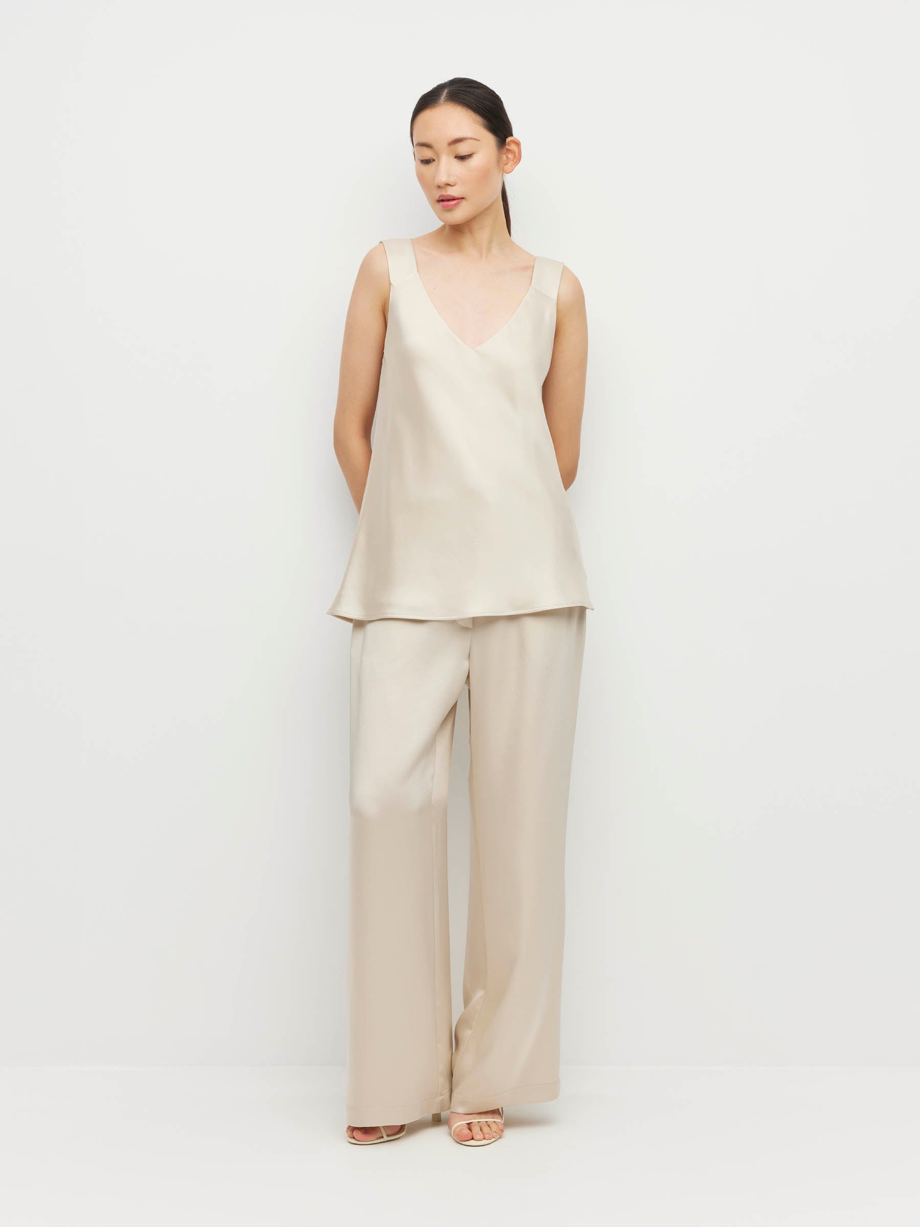 Ingrid Cami (Crepe Sheen) Champagne