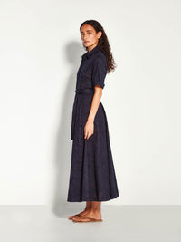 Delphi Dress (Floral Cotton Jacquard) Navy