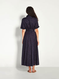 Delphi Dress (Floral Cotton Jacquard) Navy