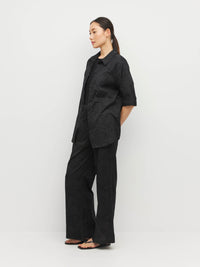 Eli Shirt (Floral Cotton Jacquard) Black