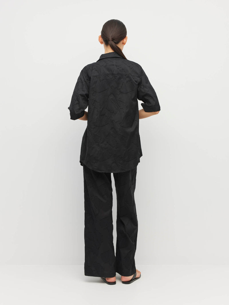 Eli Shirt (Floral Cotton Jacquard) Black