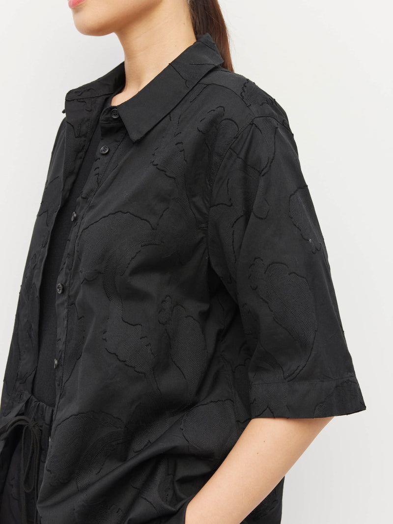 Eli Shirt (Floral Cotton Jacquard) Black