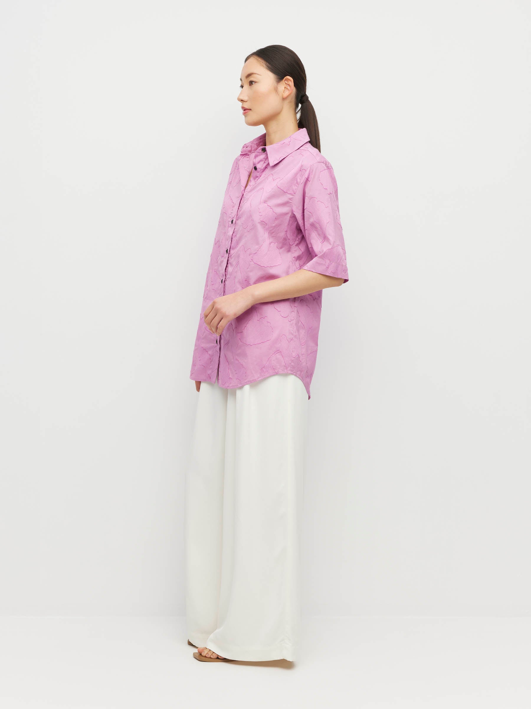 Eli Shirt (Floral Cotton Jacquard) Lilac